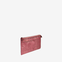 Genuine Leather Stylish Studded Zipper Clutch